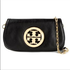 *SOLD*   Tory burch black leather crossbody clutch